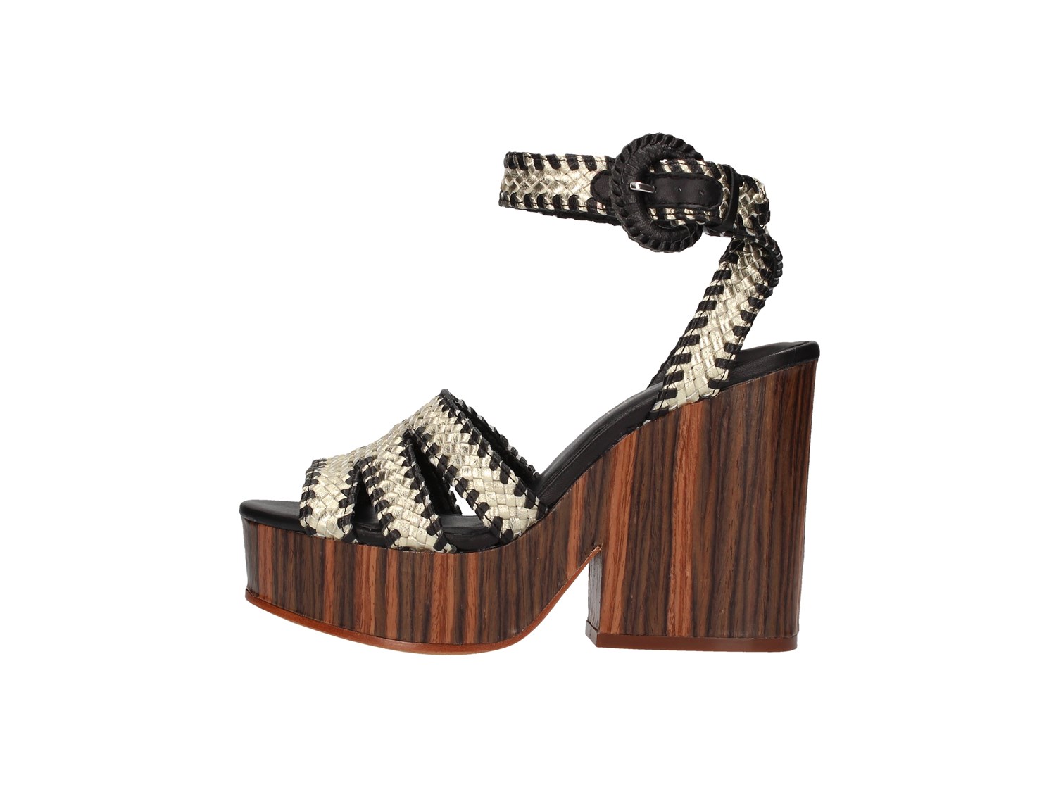 The Seller S5413 Platinum / Black Shoes Women Sandal
